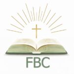 Open Bible with a cross and radiant rays above, labeled FBC.