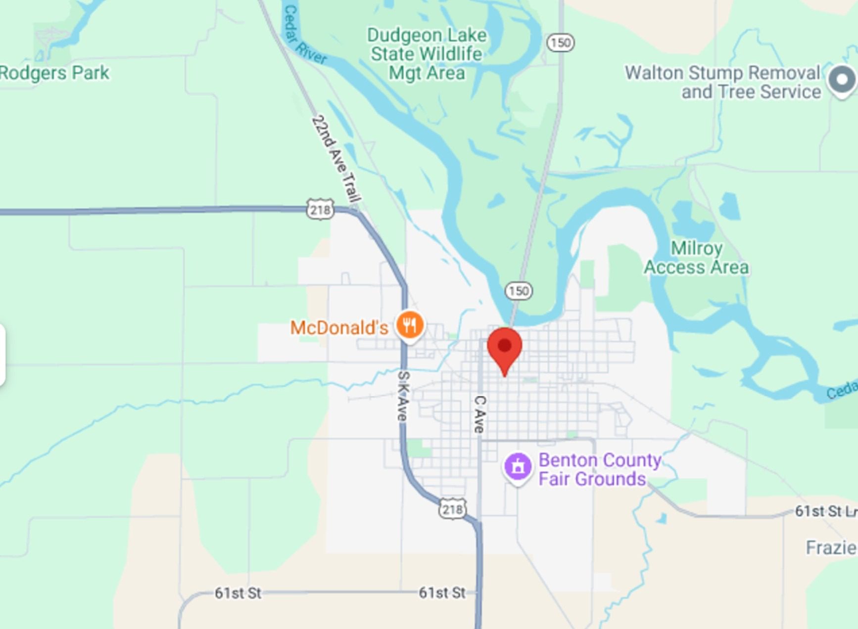 Location map with roads and landmarks